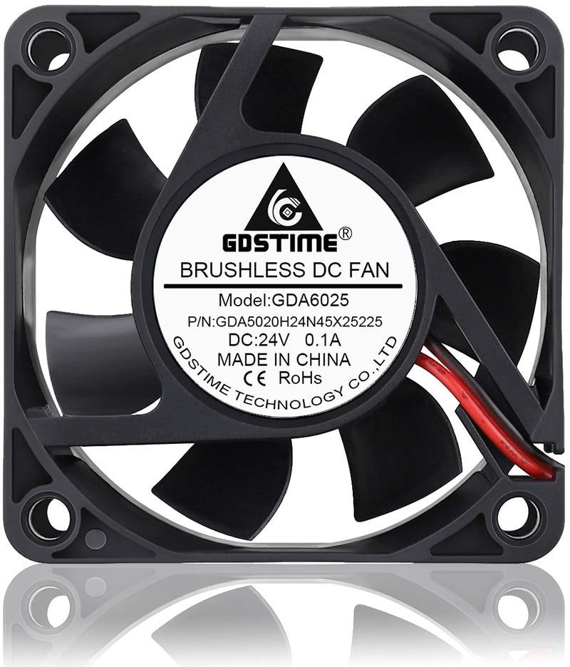GDSTIME 60mm x 60mm x 25mm 6cm 2 Wire Dc 24v Brushless Cooling Fan - Image 2
